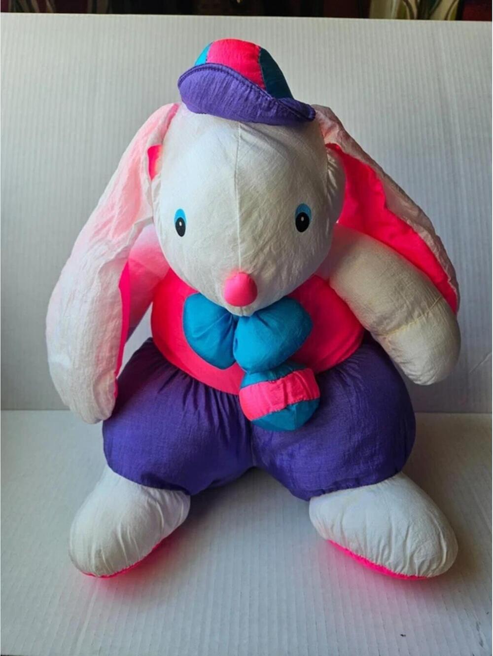 Vintage 1990s Stuffins Bunny w/ hat w/ tag 90s retro EUC polyester